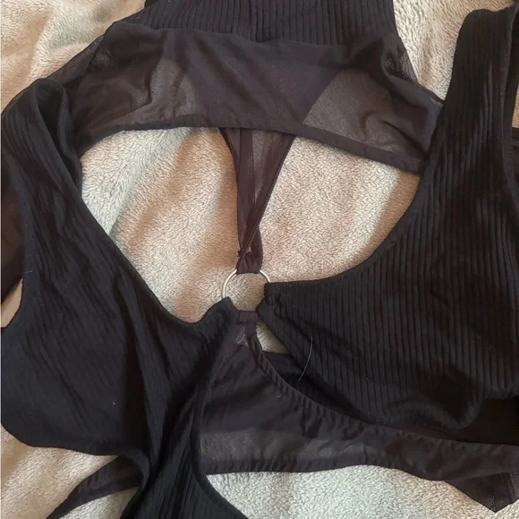 Goth Alternative Rave Black Women's Dress Thigh Slit Dolls Kill XL Cut Out - Picture 3 of 5